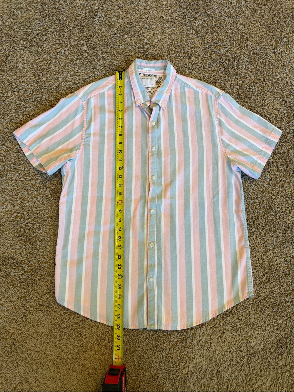 Denim & Flower Pastel Pink, Mint & White Striped Short-Sleeve Button-Down Shirt